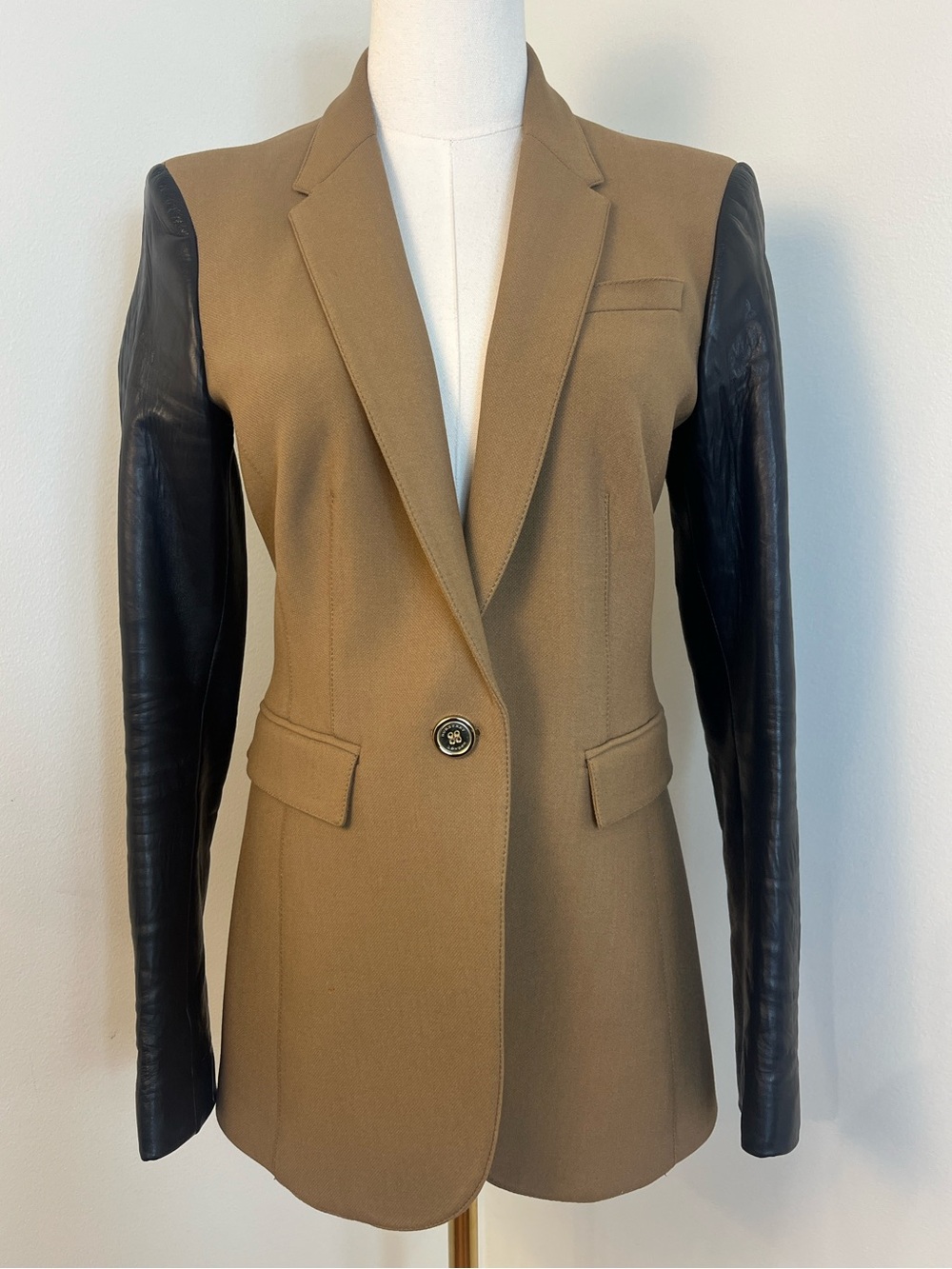 Burberry Blazer with Black Leather Sleeves